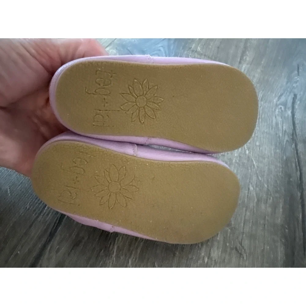 Teg Lad Lavender Leather T Strap Mary Jane Crib Shoes Toddler Size 7‎